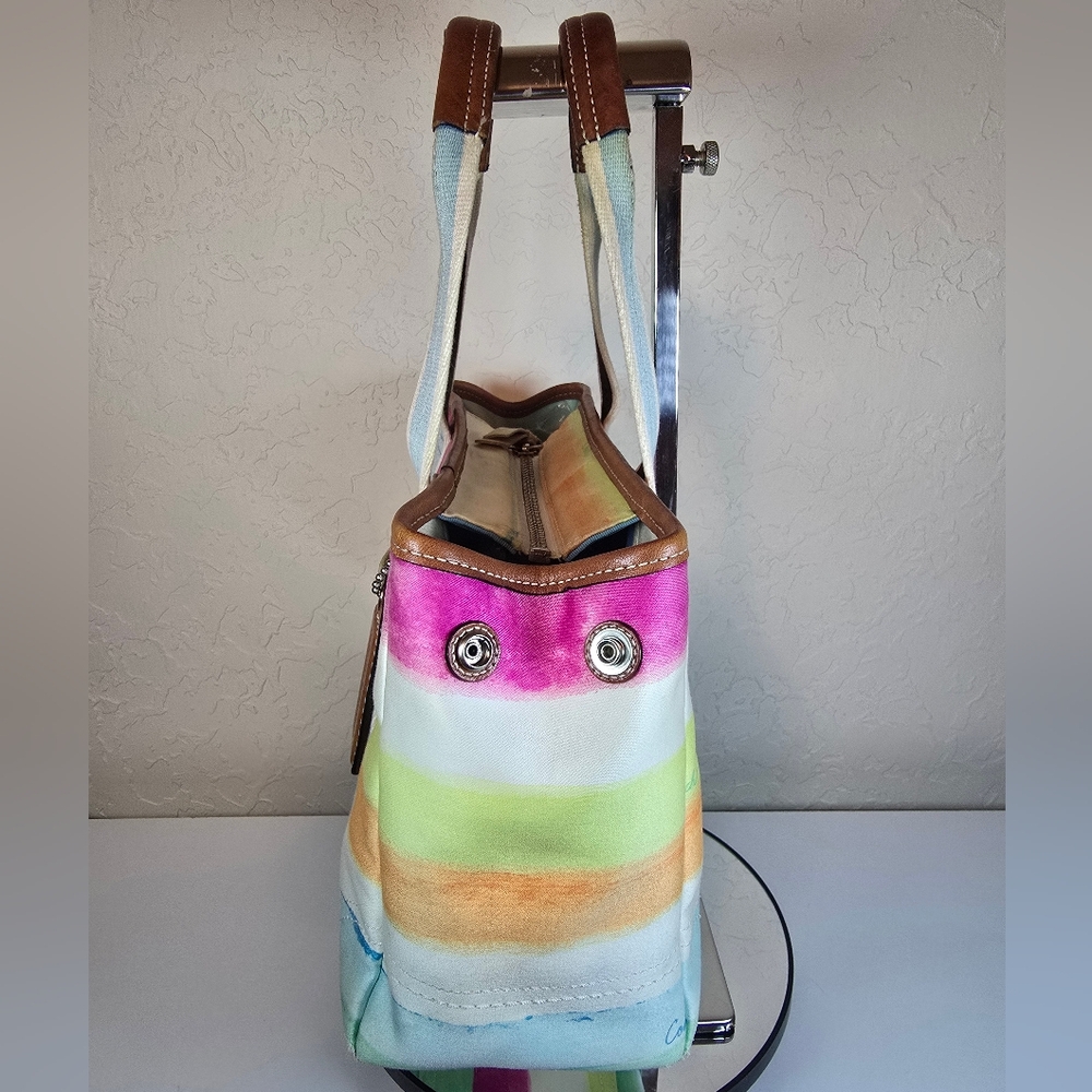 Coach Hampton Multicolor Sherbert Canvas Vintage Tote Bag With COA - Picture 6 of 17
